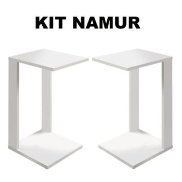 Imagem de Duas Mesinhas Ideal para Apoio Lateral Encaixe Braço Sofá - Colomi