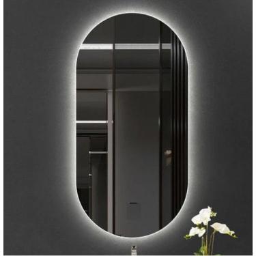 Imagem de Espelho Lapidado Oval Iluminado com led frio - 50x80cm - Woodglass