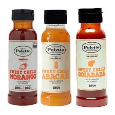 Imagem de Kit 3 Molhos Agridoce Poletto Abacaxi, Goiaba e Morango 280g