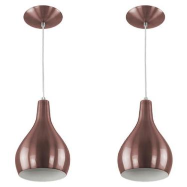 Imagem de Kit 2 Pendente Nepal Drop Premium Gourmet Aluminio Gold Rose - MARRYLU