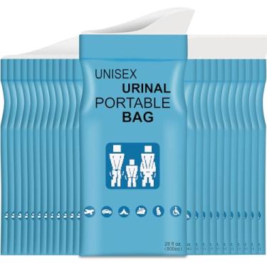 Imagem de Landhood Sacos de urina descartáveis com almofada absorvente em sacos portáteis para urinol para urinol resseláveis, unissex para engarrafamento, viagens em movimento, pacote com 24