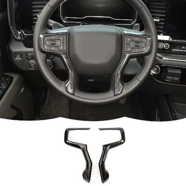Imagem de Kit de decoração de capa de volante acessórios interiores para Chevrolet Silverado 2019-2023, para Chevrolet Tahoe 2021-2023, para SUV suburbano 2020-2023, grão de madeira preta