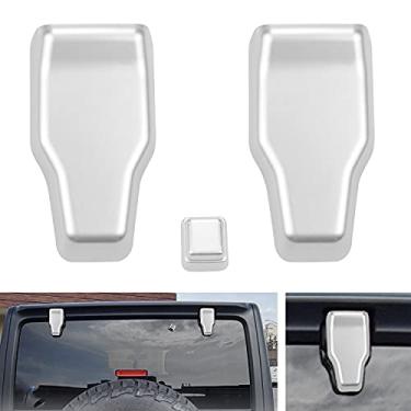Imagem de Dobradiça traseira direita e esquerda limpador de chuva traseiro Wrangler JL Trim compatível com Jeep Wrangler JL Silver 2018-2021 3 peças acessórios exteriores de carro