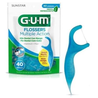 Imagem de Fio Dental C/ Cabo Azul Flossers Gum Multiple Action C/40