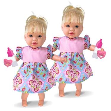 Imagem de Kit 2 Bonecas Bebê Realista Totsy + Mamadeira Mágica - Super Toys