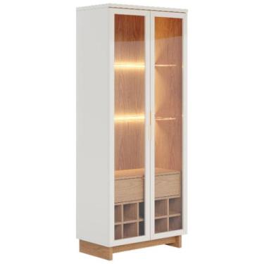 Imagem de Cristaleira Adega 2 Portas 1 Gaveta Tijuca C05 Off White/Freijó - Mpoz