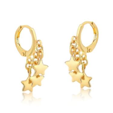 Imagem de Brinco Argolinha de Estrelas Revestido em Ouro - VL ACCESSOIRES