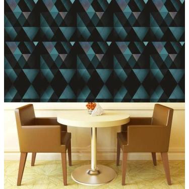 Imagem de Papel Parede Geométrico Preto E Triângulos Verde Autocolante - LRP