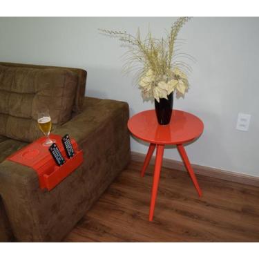 Imagem de Mesa Lateral Tampo Laqueado Para Sala Tampo 50 cm Tripé Pés Palito - l
