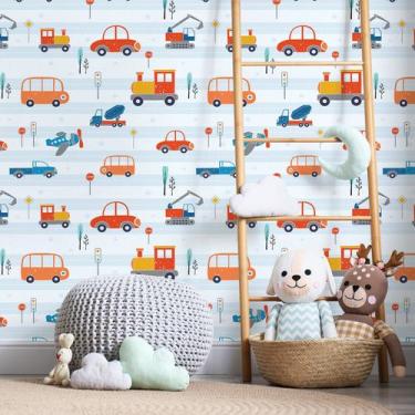 Imagem de Papel de Parede para Quarto de Menino Carrinhos 57x270cm - Quartinhos