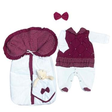 Imagem de Saida Maternidade de Plush para Bebê Júlia Marsala 04 peças - Happy Ba