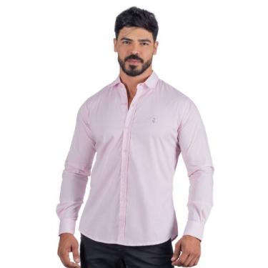Imagem de Camiseta Social Manga Longa Masculina Rosa Bebê - VTOP, Rosa bebê, G