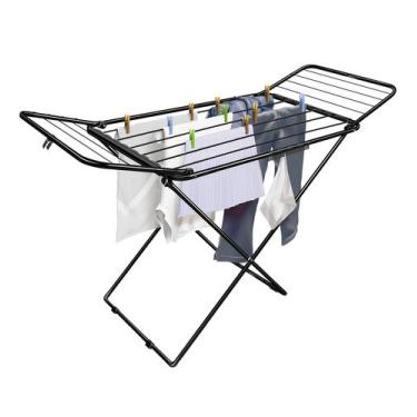 Imagem de Varal de chão com abas bari em aço black lançamento - secalux