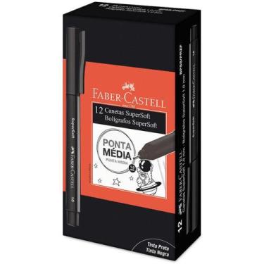 Imagem de Caneta com Ponta Porosa Supersoft Pen 1.0MM Preta Caixa com 12 - Faber
