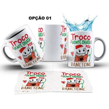 Imagem de Caneca 325ml Flork Natal Troco gente chata panetone chocoton - LARANJA