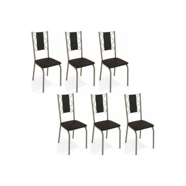 Imagem de Cadeira de Cozinha Lisboa C076 Kit 6 Un Niquel/Preto 110 - Kappesberg