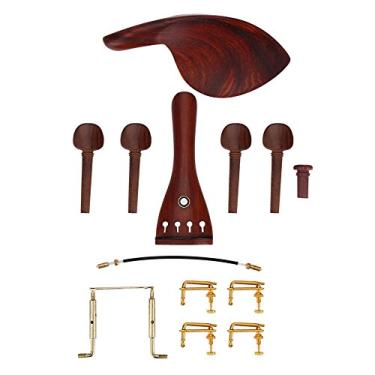 Imagem de Kit de Acessórios para Violino de Tamanho Completo 4/4, Peças para Violino de jacarandá 4/4 Conjunto Feito à Mão Estacas para Apoio de Queixo Afinadores de Arremate Essencial