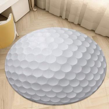 Imagem de HGSCHYU Tapete redondo de golfe macio 1,2 x 1,2 m tapete de área circular para quarto infantil com tema esportivo, tapete antiderrapante para sala de jogos de adolescentes