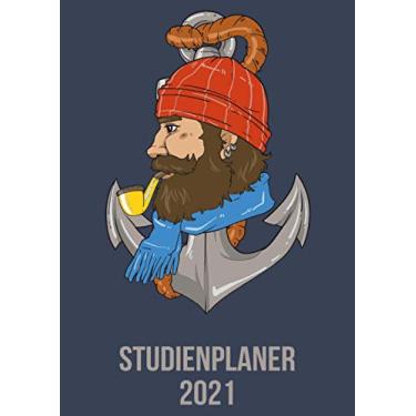 Imagem de Studienplaner 2021: DIN A4 Kalender von 01/2021 - 12/2021 1 Tag = 1 Seite mit großem Tageskalender und großartiger Übersicht. Monatsübersicht, ... Kalenderbuch / Bärtiger Skipper Kapitän