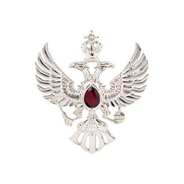 Imagem de A N KINGPiiN Broche de lapela de cabeça dupla com detalhes de pedra alada jaqueta presente festa camisa colarinho, acessórios de pino de fantasia para homens broche, esmalte