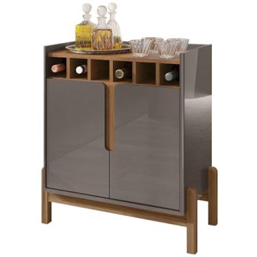 Imagem de Barzinho Com 2 Portas e Adega Para Sala de Jantar 50522 Cinza Perola Cedro DCASA