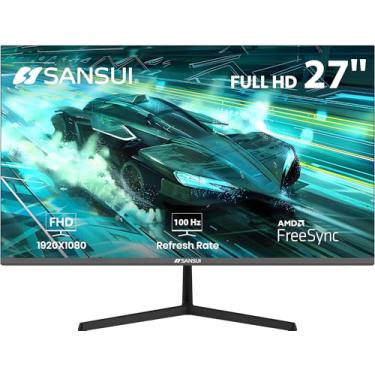 Imagem de SANSUI Monitores de computador 68.6 cm 100Hz IPS FHD 1080P HDR10, monitor de computador, alto-falantes embutidos, monitor de jogos com portas HDMI/VGA, sincronização adaptável RTS/FPS, inclinação