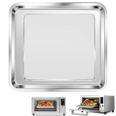 Imagem de Frigideira Air Fryer Assadeira para Nuwave Bravo 12 em 1 21 Qt Air Fryer Torradeira Forno, 29 cm * 26 cm Air Fryer Grill Pan Grill Plate Crisper Plate Rack Peças Acessórios Bandeja, Aço Inoxidável