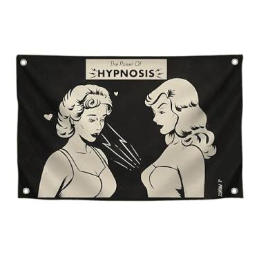 Imagem de Bandeira humorística 3х5 "O poder da hipnose" com quatro argolas de latão - pôster positivo para homens e mulheres - partes do seu interior para qualquer atmosfera e lugar - Decorações para sala de