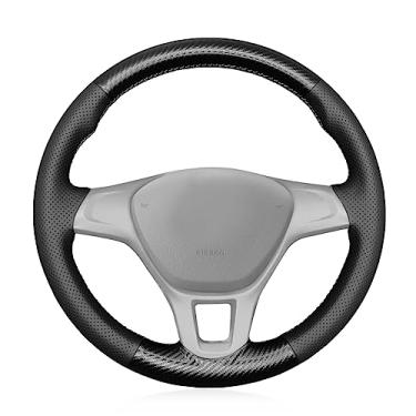 Imagem de MEWANT Capa de volante de carro costurada à mão para Volkswagen VW Amarok / T6 Califórnia / T6 Caravelle / T6 Kombi / T6 Multivan / T6 Acessórios de transporte (o volante original é de borracha)