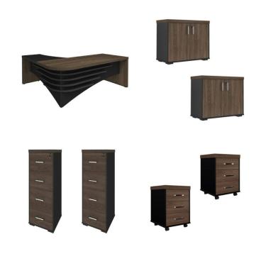 Imagem de Conjunto Escritório: Mesa + gaveteiros + balcões + arquivos