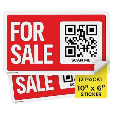 Imagem de Placa de venda de 25 x 15 cm para carro (autoadesivo, pacote com 2) - Também para caminhões, casa, negócios, quintal, vendas de garagem e mais. Aplicativo incluído