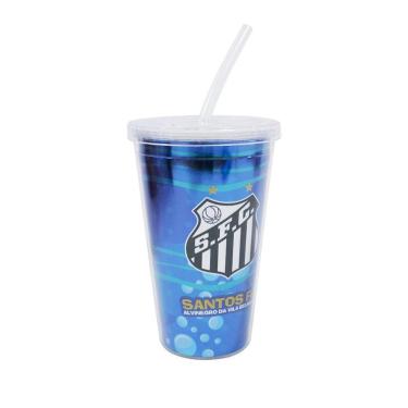 Imagem de Copo De Plástico Canudo 500ml - Santos Azul-Unissex