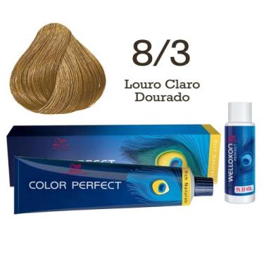 Imagem de Coloração Color Perfect 8.3 Louro Claro Dourado Emulsão Oxi 30 Welloxo