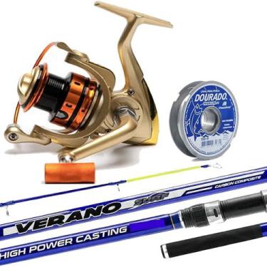 Imagem de Kit Pesca Praia Costão Vara Carbono 4,20mt e Molinete 5 Rol - CMIK