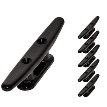 Imagem de QPURO Chuteira para barco de nylon preto de 10 cm – Fecho de corda, gancho de caiaque, amarração para baixo, gravatas de barco, travas de doca para barco – Ideal para naval, deck, decoração náutica (pacote com 5)