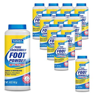 Imagem de Lucky Super Soft Pó De Amido De Milho Para Pés, Sem Talco, Fórmula Que Absorve A Umidade E Combate O Odor, Proteção Natural Contra Assaduras - (12 Frascos De 5 Onças)