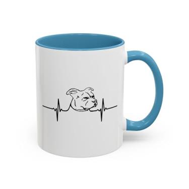 Imagem de Caneca de café Pit Bull Heart Bear - Presente para donos de cães Pit Bull, presentes para amantes de animais, design de batimento cardíaco