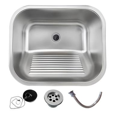 Imagem de Tanque Inox De Lavanderia 45X45 Antirruído Completo Escovado