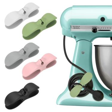 Imagem de Organizador de cabos para utensílios de cozinha - 5 peças, organizador de enrolador de cabos, suporte de enrolador para eletrodomésticos, batedeira KitchenAid, cafeteira, acessórios de panela de