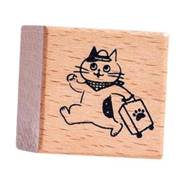 Imagem de UGPLM Carimbo de gato para crianças carimbo de borracha de 1,2 polegada em madeira de madeira, Viagem
