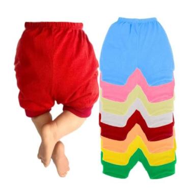 Imagem de Kit 4 Short Tapa Fralda Liso para Bebê 100 algodão Cores Sortidas - Xu