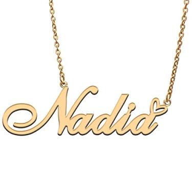 Imagem de RONKAH Colar de nome personalizado personalizado com coração colar de nome personalizado para mulheres colar de moda pessoal melhor presente para menina, mãe, filha, amizade, Natal, aniversário,
