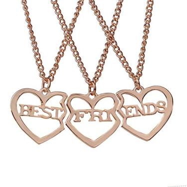 Imagem de coadipress Colar BFF Best Friend para 3 crianças, adolescentes, meninas, moderno, banhado a ouro, pingente de coração combinando, joia de amizade, presente de aniversário, Metal
