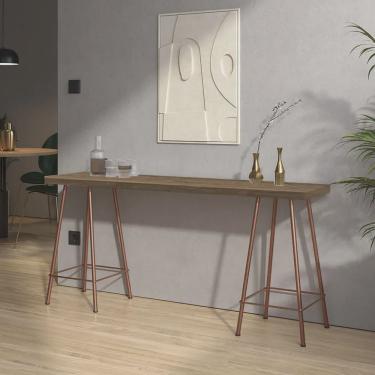 Imagem de Mesa Aparador Buffet Balcão Pam 170 cm Industrial Ferro Bronze Tampo 100% mdf Carvalho...