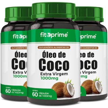 Imagem de Kit 3 Óleo de Coco Extra Virgem 1000mg 60 Cápsulas Fitoprime