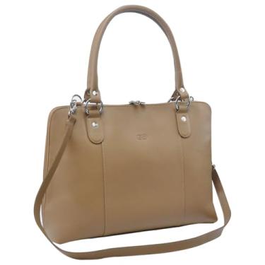 Imagem de Bolsa Feminina Executiva JASMIM em Couro Galvani (Argila)