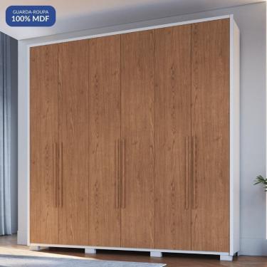 Imagem de Guarda Roupa 6 Portas 3 Gavetas Safira Branco Line/Cedro