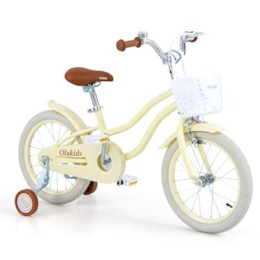 Imagem de Olakids Bicicleta infantil, bicicleta infantil de 12, 14, 16 e 45 cm, com rodas de treinamento, sino de segurança, guidão ajustável, bicicleta infantil para meninas e meninos (30 cm, amarelo)
