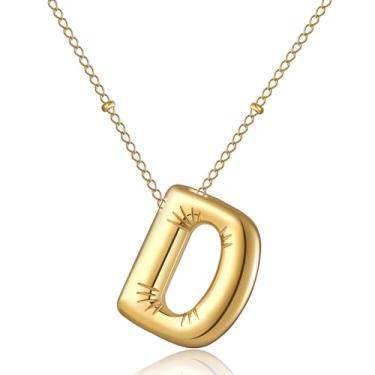 Imagem de Colar com letra inicial bolha para mulheres, banhado a ouro 18 K, balão inchado, alfabeto, pingente de corrente para meninas adolescentes, pingentes delicados, joias modernas, presente para namorada