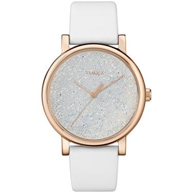 Imagem de Timex Relógio feminino Crystal Opulence 38 mm, Branco/Ouro, One Size,